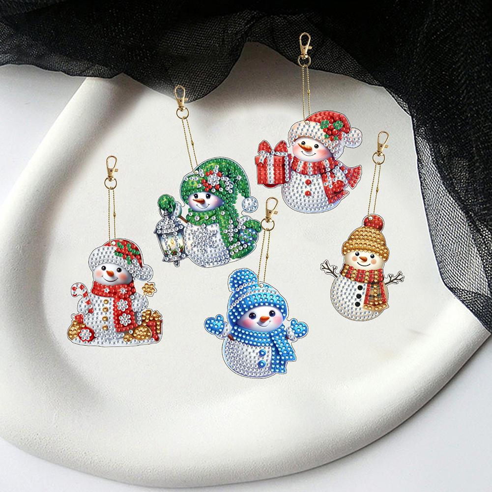 12Pcs Christmas Diamond Painting Keychain Diamond Painting Art Keychain Pendant for Birthday Crafting Home Party Decor