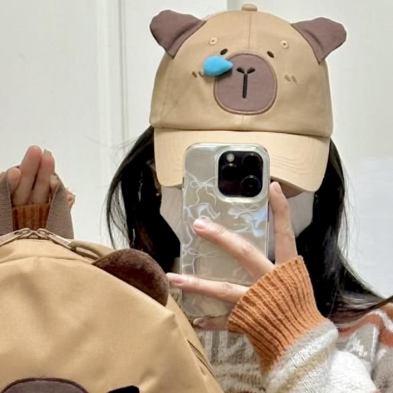 Capybara Ear Baseball Hat for Women Men Lovely Cartoon Ear Hat Streetwear Hat Hiphop Hat Unisex Headwear