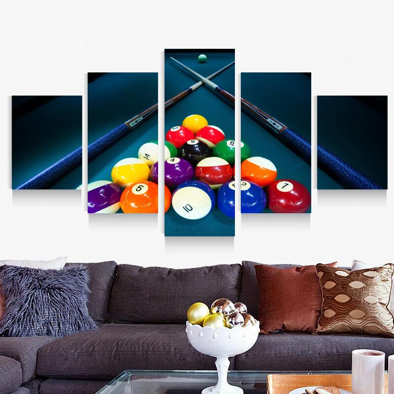 5 Panels Nordic Billiards Modern Canvas Painting Posters for Billiards Hall And Prints Wall Art Pictures Home Decor No Frame