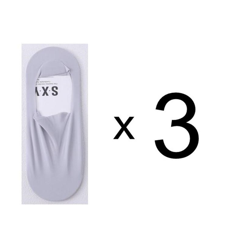 6 Pcs=3 Pairs Ultra-thin Men's Summer Ice Silk Boat Socks Male Shallow Mouth Silicone Invisible Socks Cotton Bottom