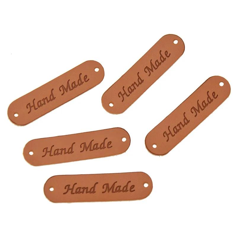 20Pcs Handmade Leather Labels For Clothes Garment PU Tags Labels Sewing Accessories