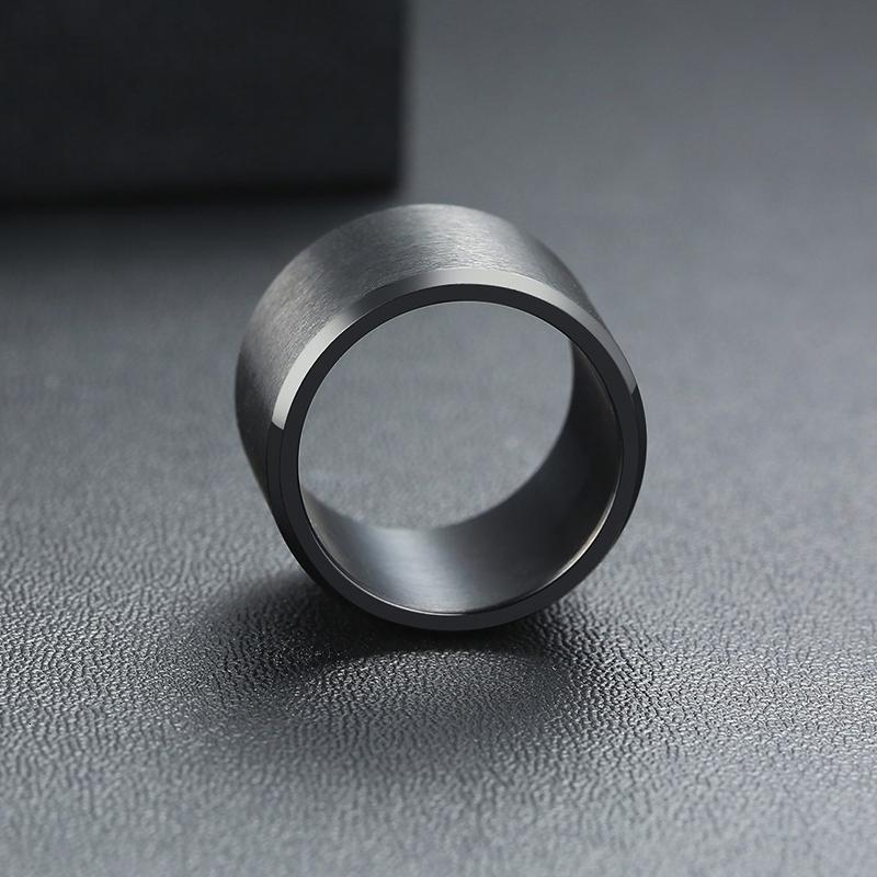 Ikuinen 15mm Chunky Men Band Black Stainless Steel Wide Bulky Man's Ring Punk Male Alliance Anel