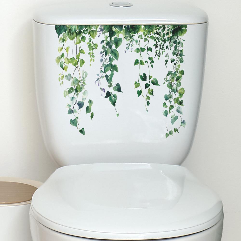 Engros av Grønn Plante Blad Baderom Toalett og Toalett Klistremerker for Hjemme Forskjønnelse og Dekorasjon