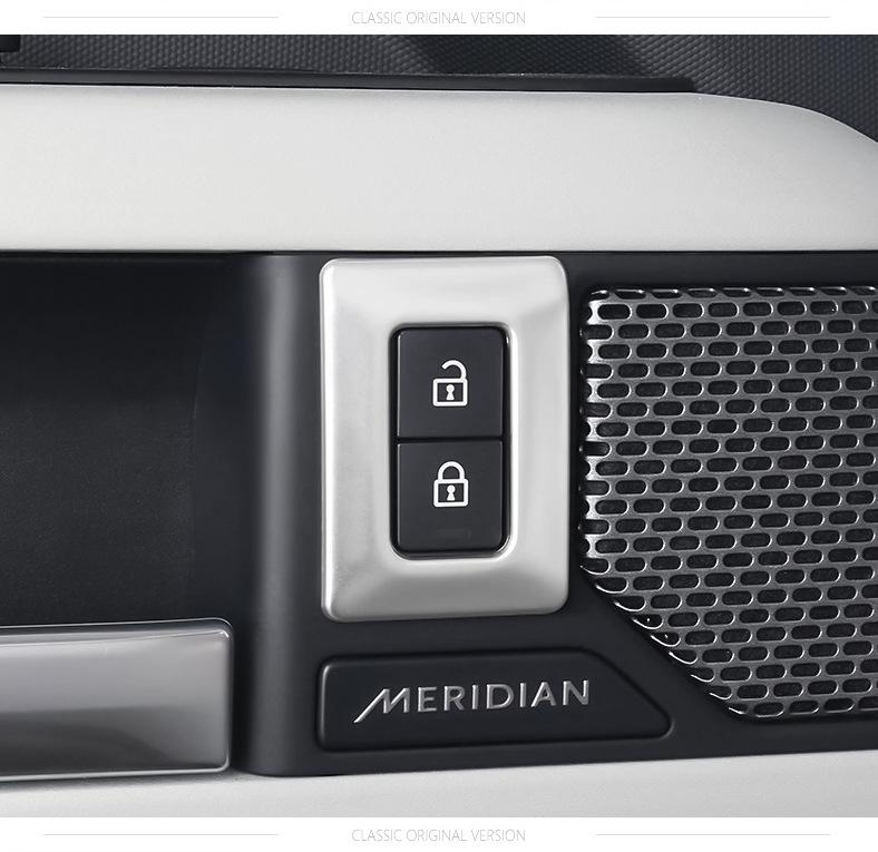 Adesivo Luminoso Anti-Toque Acidental para Botão de Trava de Porta para Land Rover Defender 2020-2025.