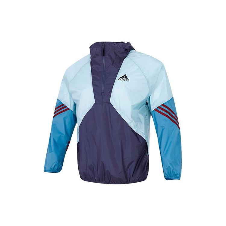 Men s adidas Logo Colorblock Splicing Stripe Sports Training Casual Jacket Blue H65747 XL