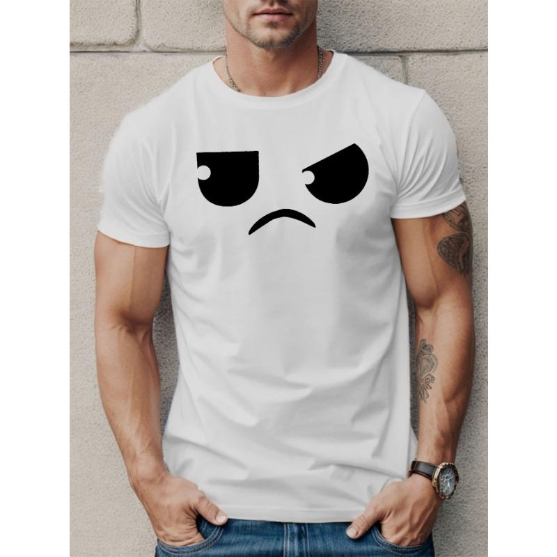 European Size Men's Casual Short Sleeve T-Shirt with Unique Geometric Print - Breathable Cotton, Round Neck, Machine Washable - Perfect for Summer