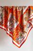 Scarf 90x90 Orange and White with Chain Motif - Energetic Elegance in Glamour Style