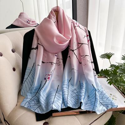 Sciarpa Marca di Lusso Primavera Estate Donna Protezione Solare Spiaggia Moda Festa Sciarpa Qualità Cinese Seta Donna Popolare Stampa Sciarpe Hijab