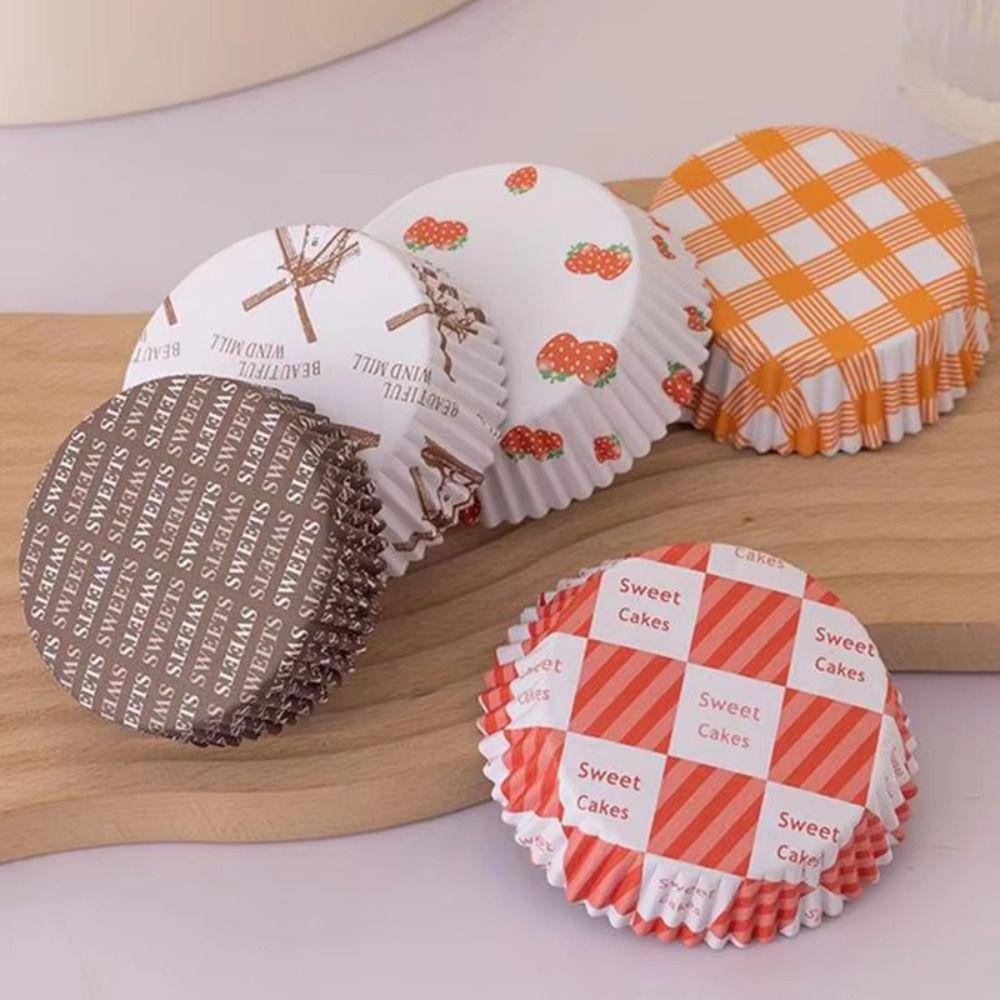 100Pcs New Oil-proof Cake Cups Heat-Resistant Disposable Cake Base Trays Non-Stick Baking Cups for Birthday Party Decor