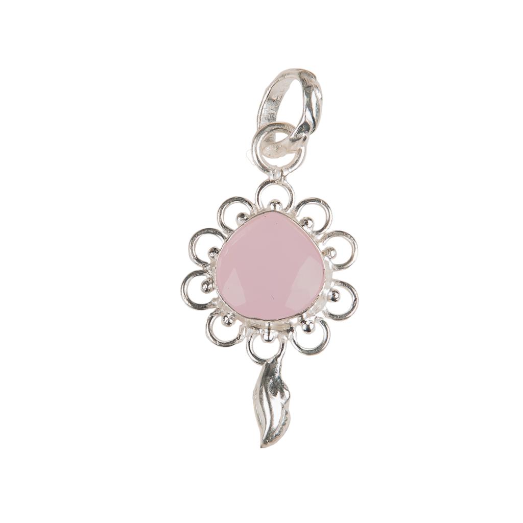 Rose Chalcedony Gemstone 925 Sterling Silver Jewelry Handmade Boho Pendant 1.80" PP-4-16