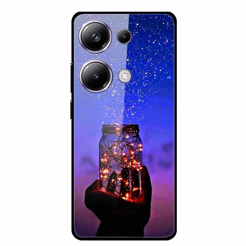 Glass Back Cover For Xiaomi Redmi Note 13 Note13 Pro Case Soft Bumper Hard Tempered Glass Case For Redmi Note 13 Pro Phone Case