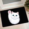 1pc Flannel Mat Cute Scratching White Cat Cartoon Pattern Entrance Door Bathroom Bedroom Non-Slip Water-Absorbing Foot Mat Home Entryway Rug