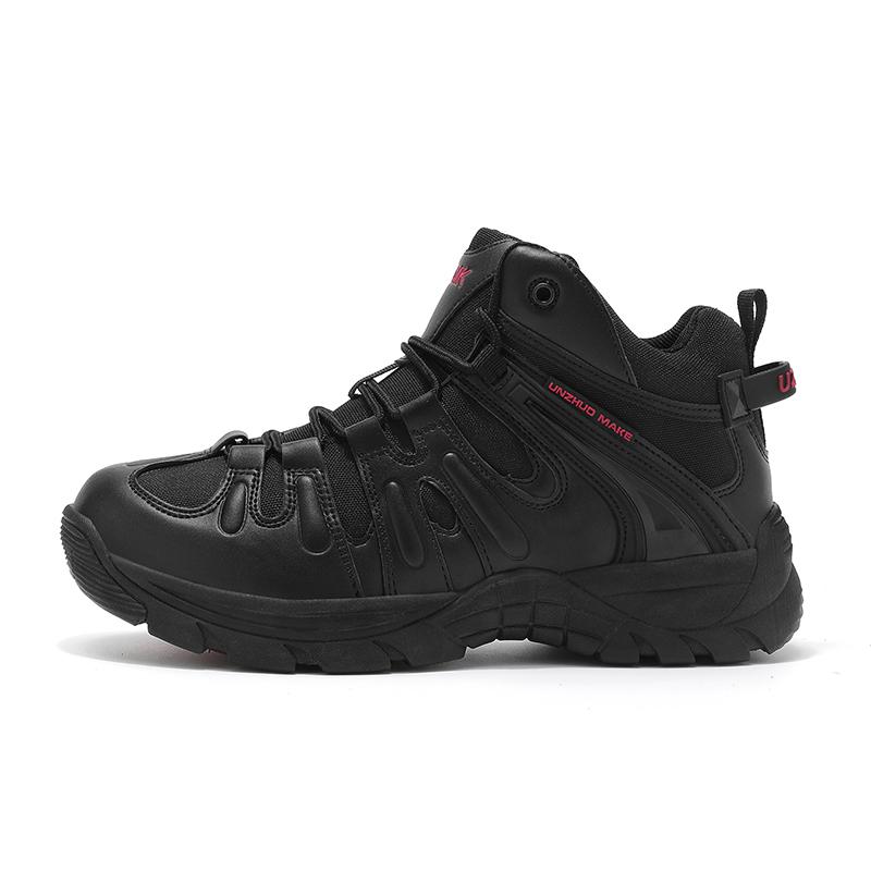 Lightweight Hiking Shoes with Synthetic Leather & Oxford Upper, Durable Mid Top Waterproof Boots for Men Trekking