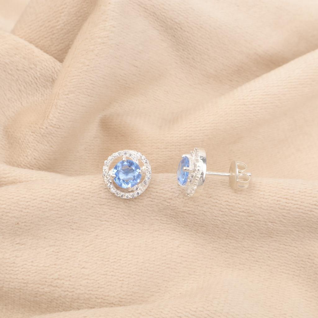 Tanzanite Gemstone 925 Sterling Silver Jewelry Zircon Earrings Women Studst0.41" CZE-8-9