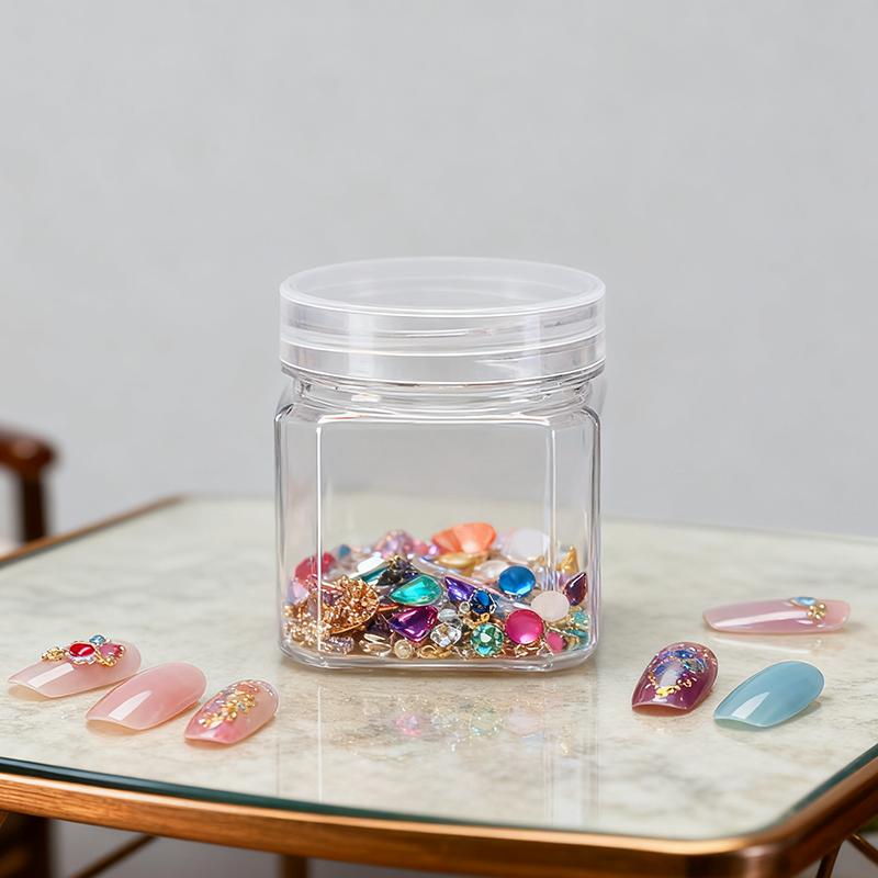 WTEMPO Clear Plastic Empty Decorative Jars with Lids Transparent Daily Items Wide-Mouth Refillable Storage Containers Festive Party Decor Storage Jars