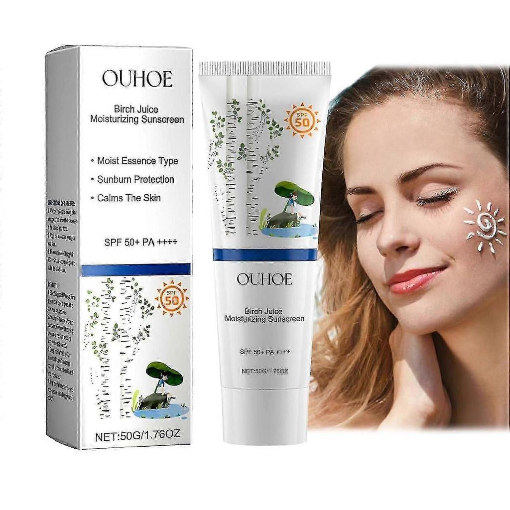 Birch Juice Moisturising Sunscreen SPF50+ - No White Cast, Strong UV Protection for UK Skin, Hydrating Formula