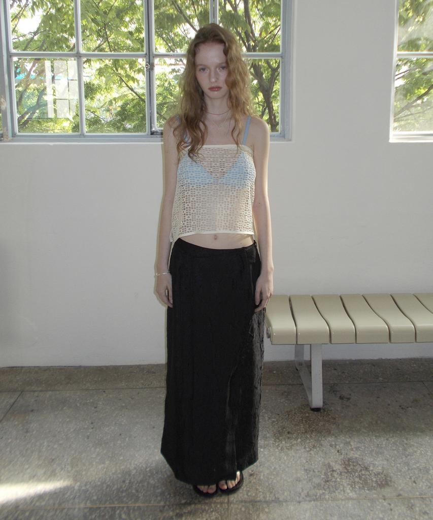 Mosyupamosyu Layered Knit Wrap Skirt [Butter Yellow]