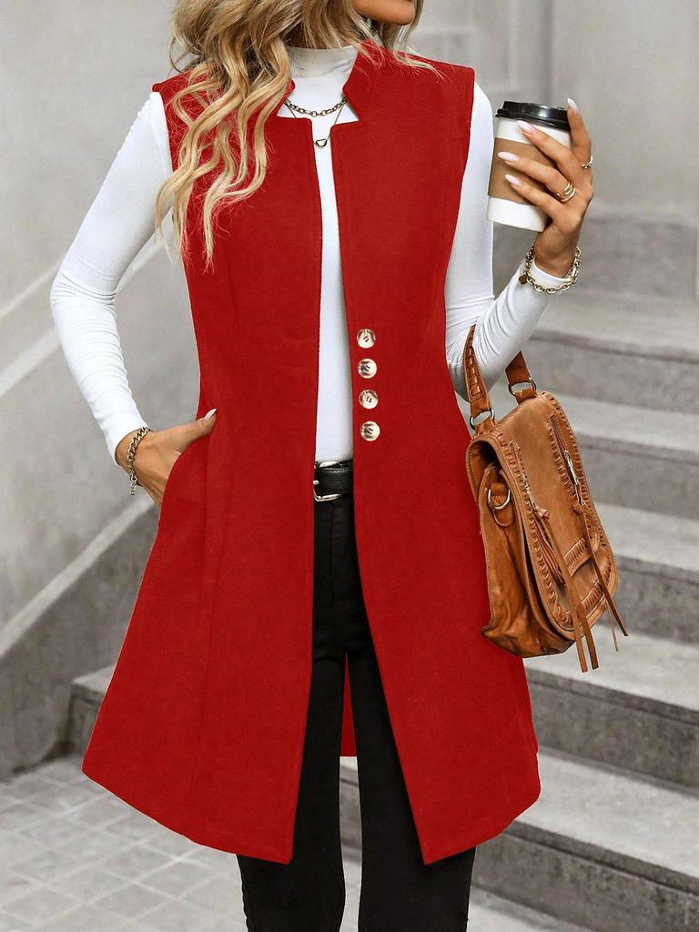 2025 Autumn/Winter Elegant Wool Sleeveless Vest Coat