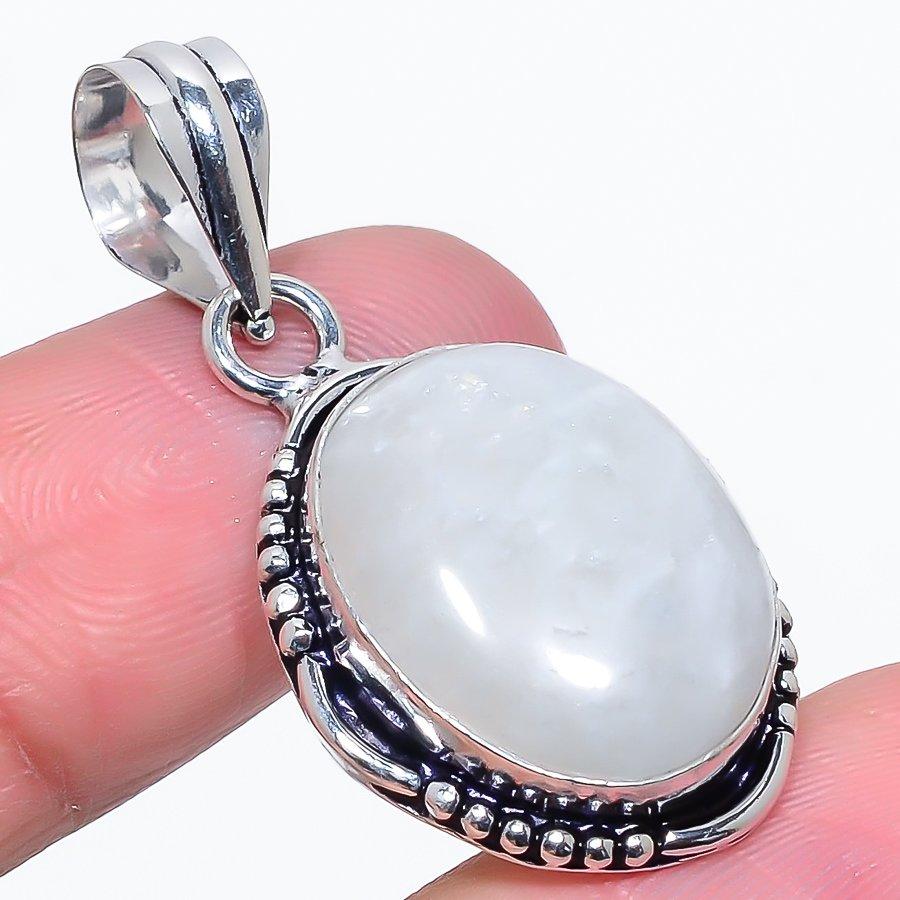 

Подвеска из стерлингового серебра 925 пробы с натуральным радужным лунным камнем 1,58 дюйма s4K12