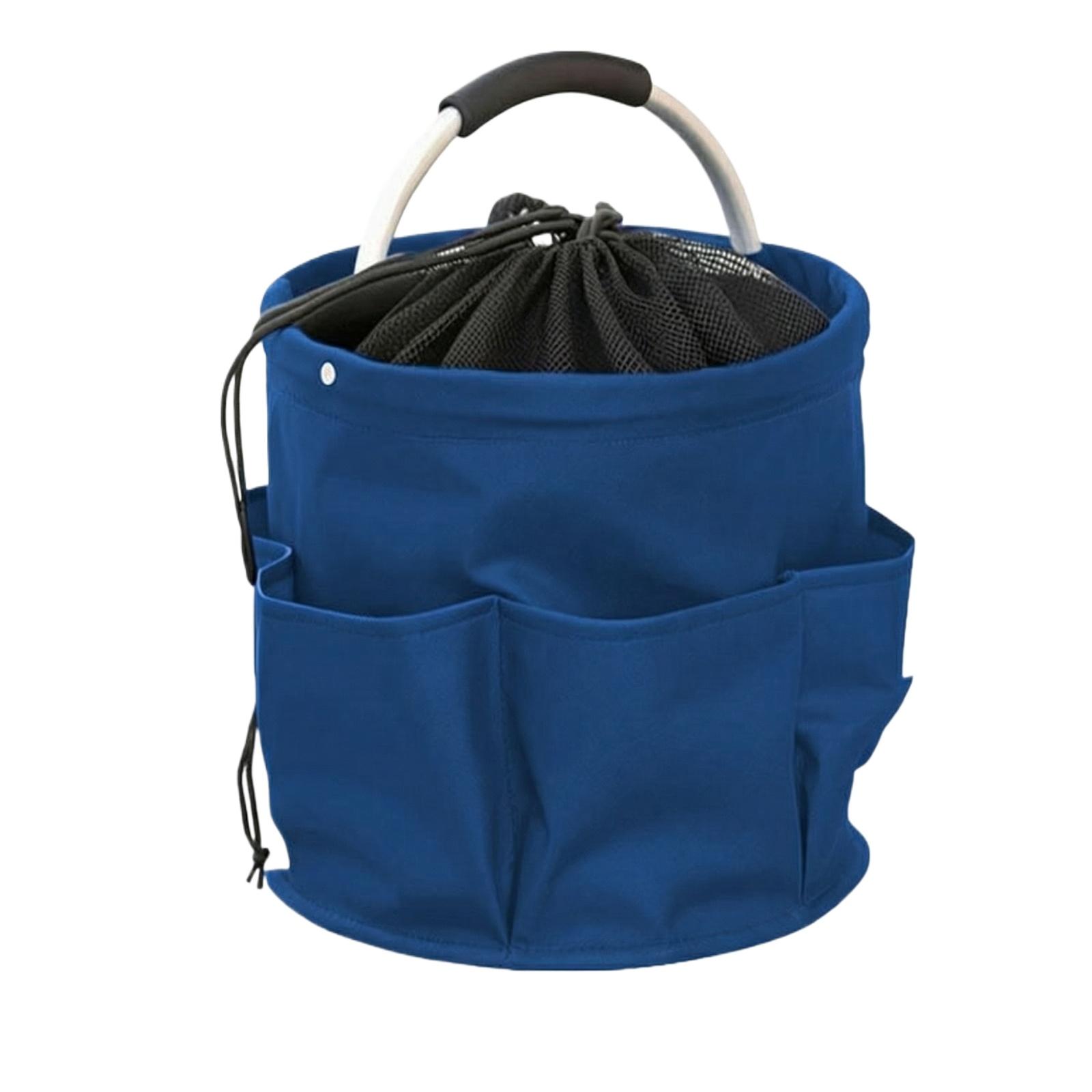 

Foldable Outdoor Storage Basket with Multiple Pockets Portable Handheld Organizer for Camping Beach and Picnic Use Durable and Lightweight Design One Size синий