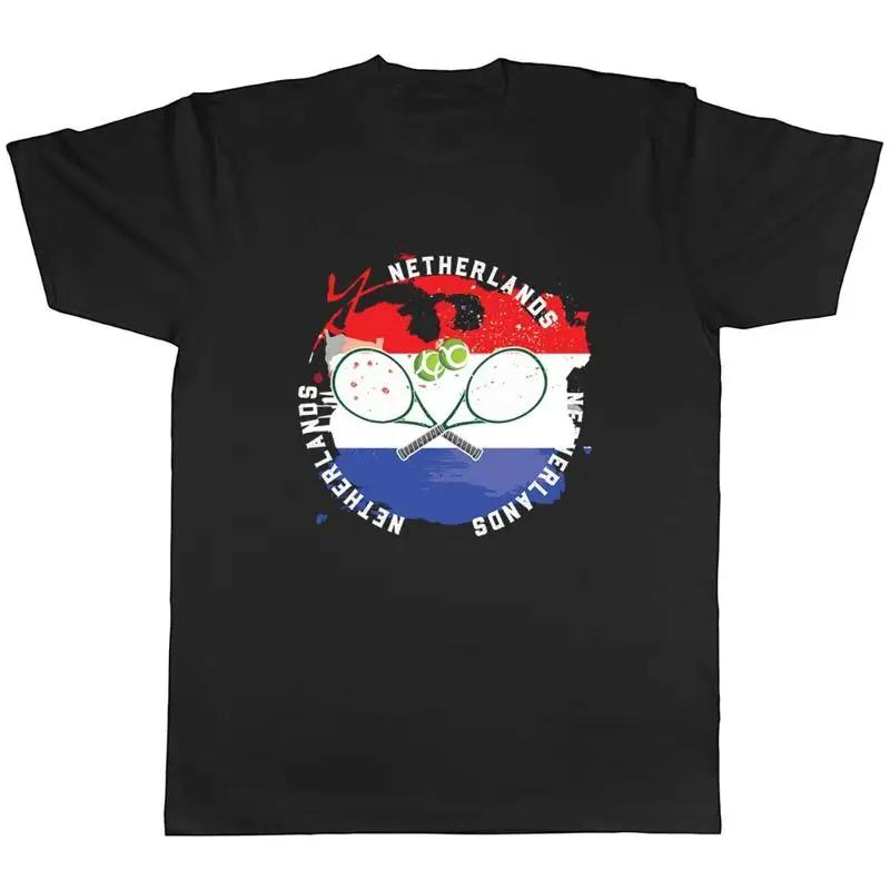 Tennis Sports With Netherlands Flag Mens Unisex T-Shirt Tee Gift S