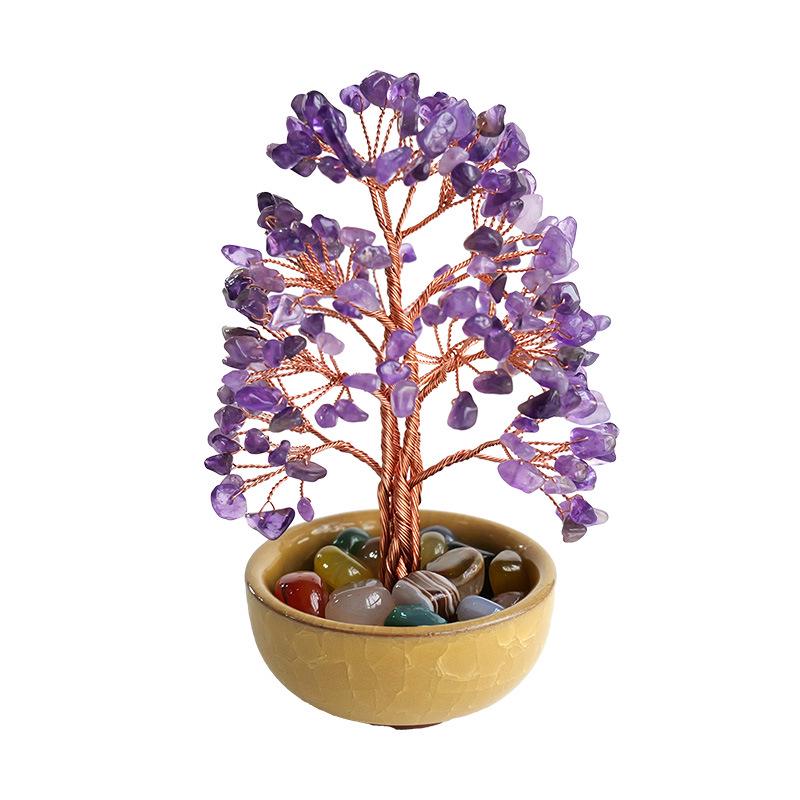 Natural Crystal Money Tree of Life Home Office Decoration Ornament