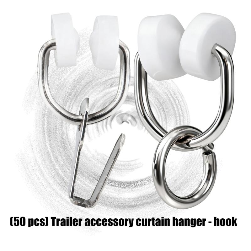 Universal Caravans Motorhome Curtain Track Rollers Hooks Noise Reducing Design For Smooth Quiet Gliding Operation 50pcs