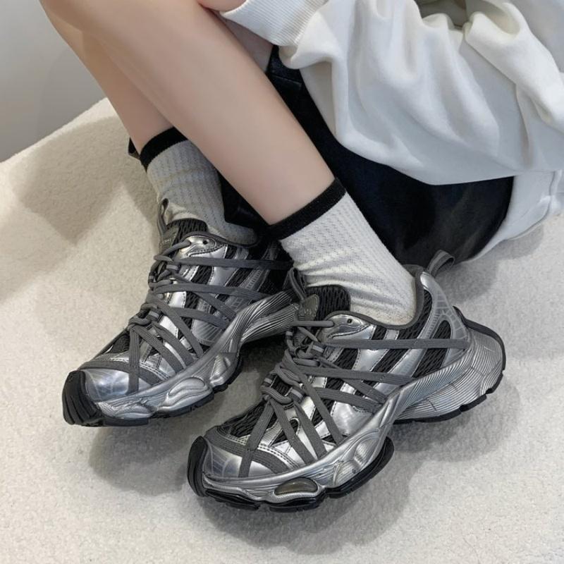 

Fashion Platform Soled Lace Up Women Sneakers 2025 New Fashion Comfortable Soft Sports Shoes Outdoor Casual Couple Running Shoes 35 серый