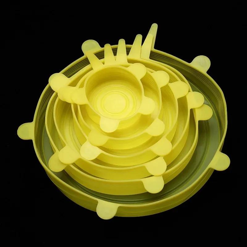 Food Preservation For Kitchen Accessory Adjustable Elastic Silicone Caps Sizes Household Kitchen Storage Organization Cover Home