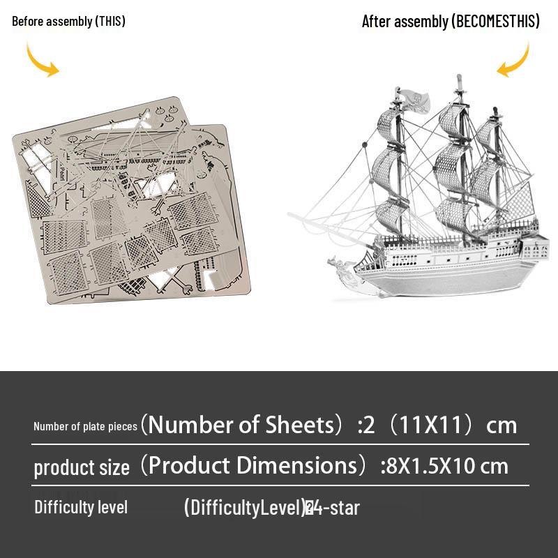 

Пазл-модель из нержавеющей стали «Чёрная жемчужина» - Сборка без клея