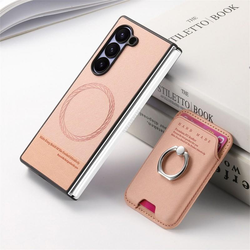 Magnetic Card Holder Phone Case With Ring Stand Galaxy Z Fold8 Ultra Fold7 Fold6 Fold5 Fold4 Honor V6 PU