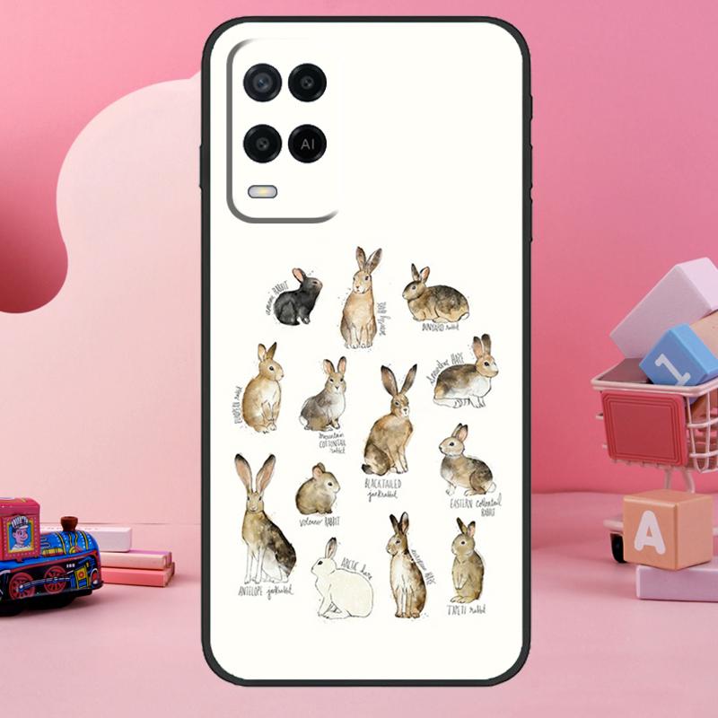 Rabbits Bunnies Case For OPPO A96 A76 A16 A54 A74 A54s A57s A53 A31 A5 A9 A52 A72 A15 A17 A57 A77 Fundas