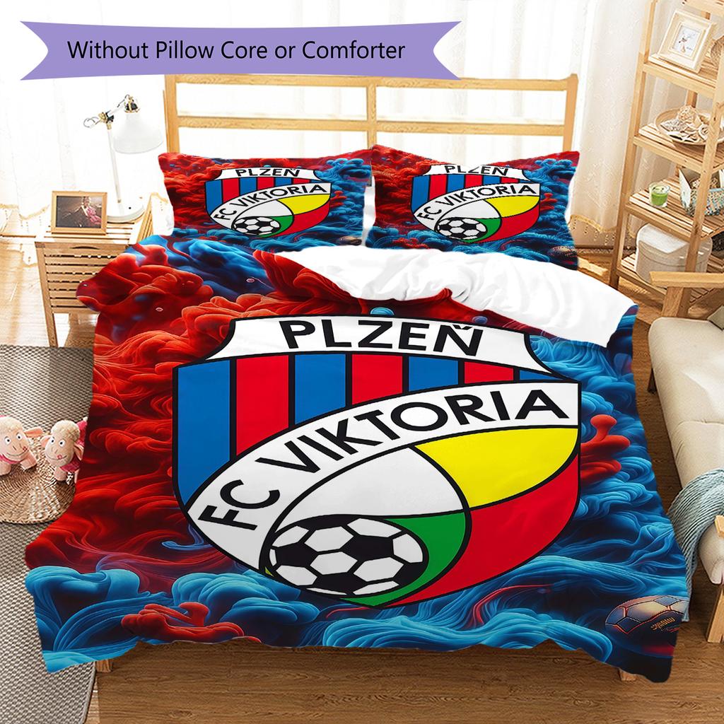 FC Viktoria Plzeň Pattern Bedding Quilt Set Quilt Cover Pillowcase Home Decoration Birthday Gift (1 * Duvet Cover + 2 * Pillowcase, Without Core)