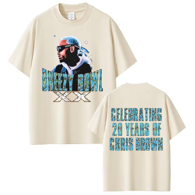 Rapper Chris Brown Breezy Bowl XX Tour 2025 Graphic Tshirt Unisex Women Hip Hop Pop Music T Shirts Summer Fashion Vintage Tshirts S