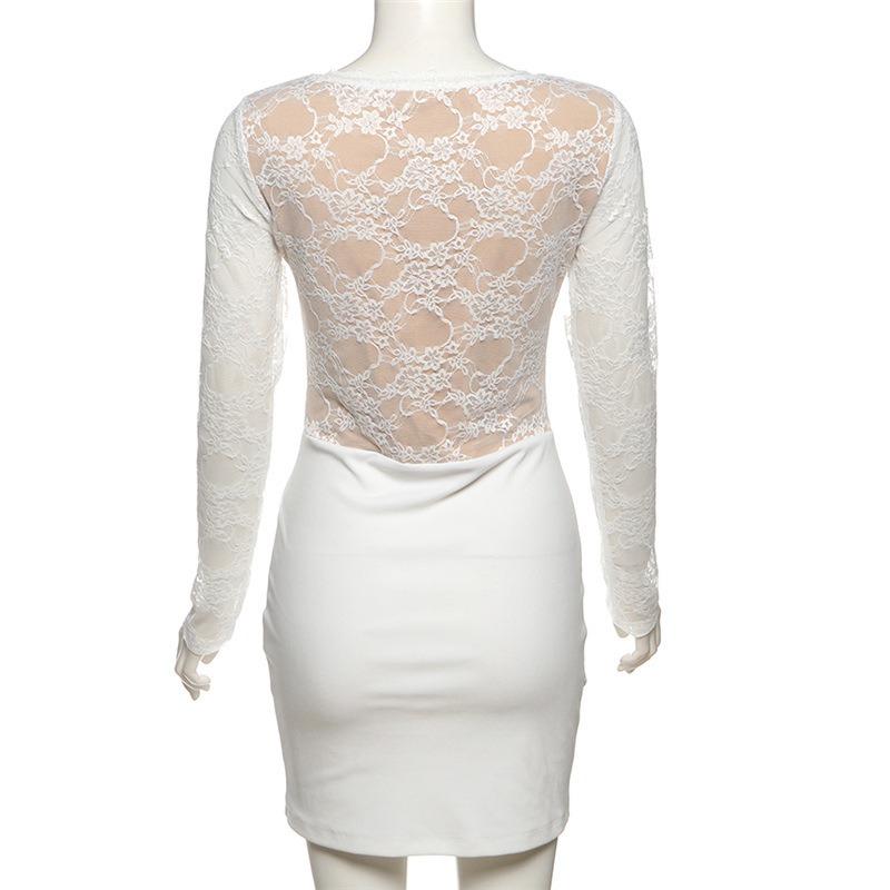 Französisches sexy Royal Sister-Kleid mit quadratischem Kragen und langen Ärmeln, halbperspektivisch, schmal geschnitten, mit Tasche und Gesäß