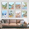 Nordic Positano Italy Vintage Posters and Print Santorini  Barcelona Canvas Painting Gift Wall Art for Living Picture Home Decor