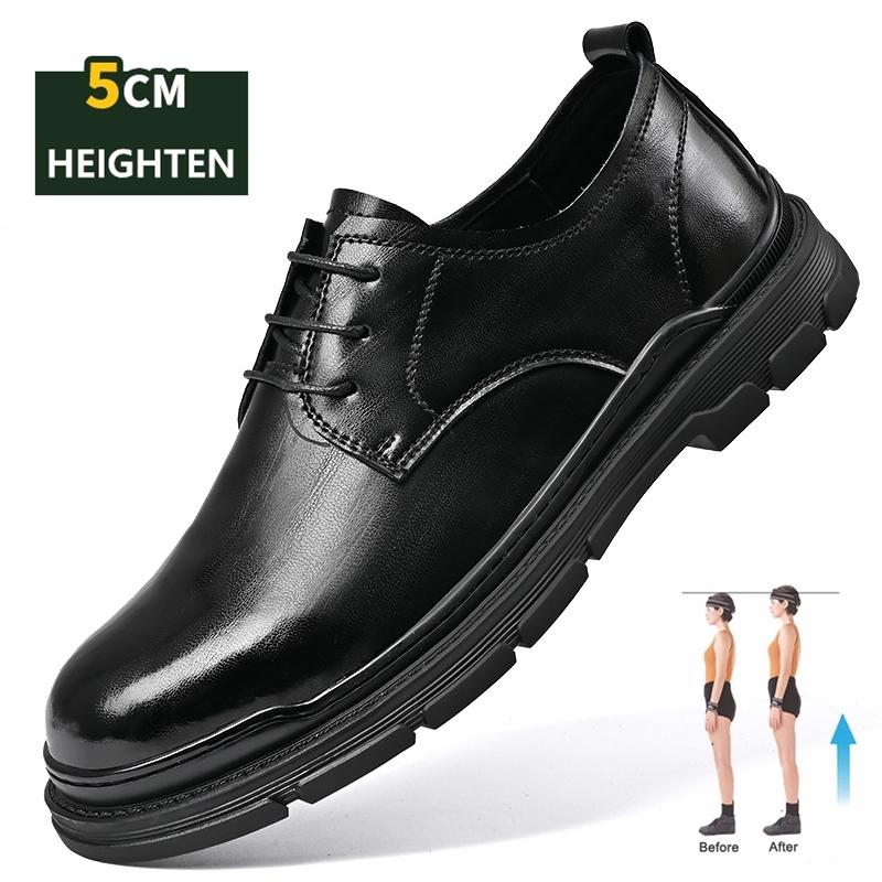 

Мужские туфли на плоской подошве / с увеличением высоты на 5 см, кожаные, формальные, туфли-лифты, мужские, для роста, деловые, свадебные оксфорды, из коровьей кожи, высокие туфли 45