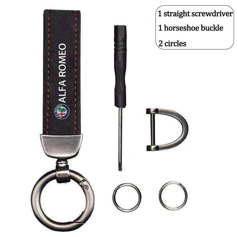 Car Stickers For Alfa Romeo High-end Leather Car Logo Key Chain Keyring Auto Interior Accessories For Alfa Romeo 4C 159 166 Spid