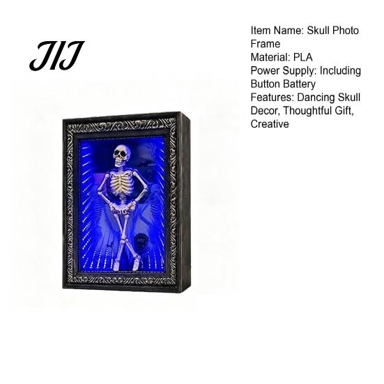 Unique Skeleton Gift LED Dancing Frame Decor, Glowing Spooky Night Light for Gothic Desk Accessory Shelf, Halloween Party Atmosphere Ornament,
