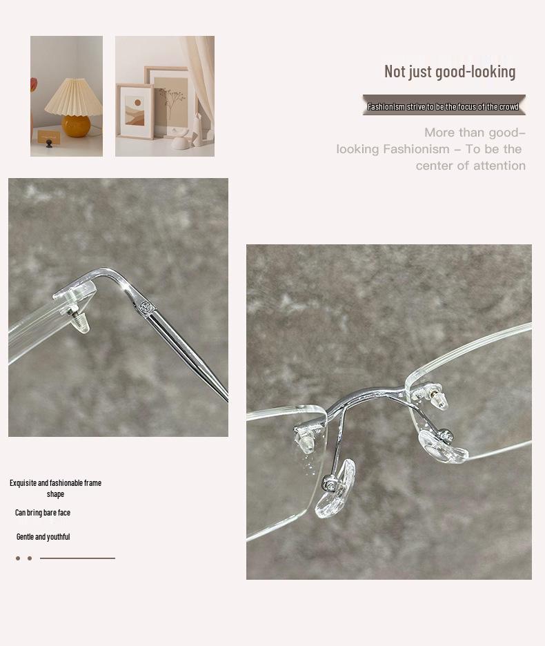 Štýlové zlaté bezrámové okuliare: Ultraľahké rámy pre ženy, Pripravené na dioptrické sklá, Elegantný dizajn
