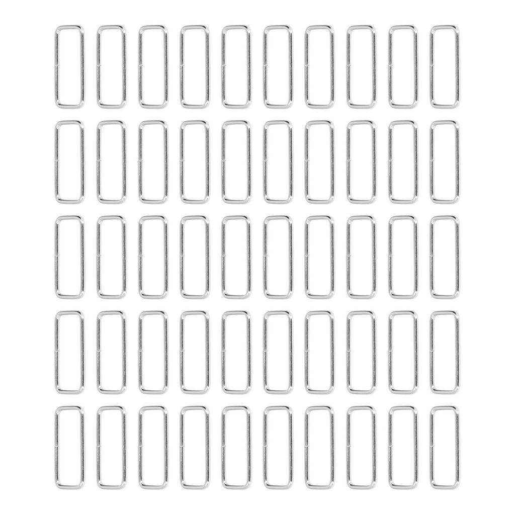 50pcs Metal Rings Durable Iron Rectangle Buckle Rings for DIY Belt Handbag Buckle Hardware Clothes Decoration