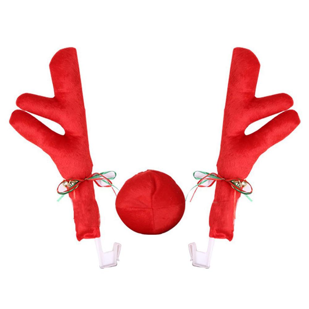 Reindeer Decoration Elk Antler Car Vehicle Nose Horn Costume Decor Set Rudolph Christmas Reindeer Antlers Red Nose Ornaments 1PC красный