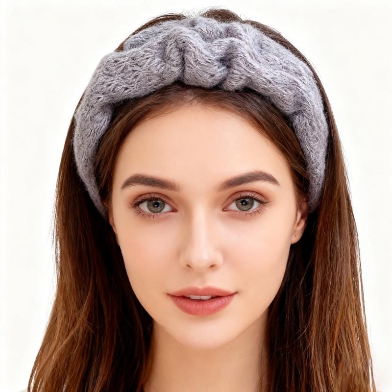 Strukturierte Kunststoff Kopfbedeckung Acryl Gestrickter Haarreif Merkmal Breite Kante Für Herbst Winter Mode Haarstyling