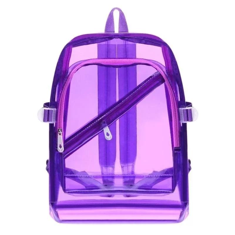 Fashion Transparent Backpack Waterproof PVC Clear Plastic Daily Mini Teenager Girls Notebook School Bag