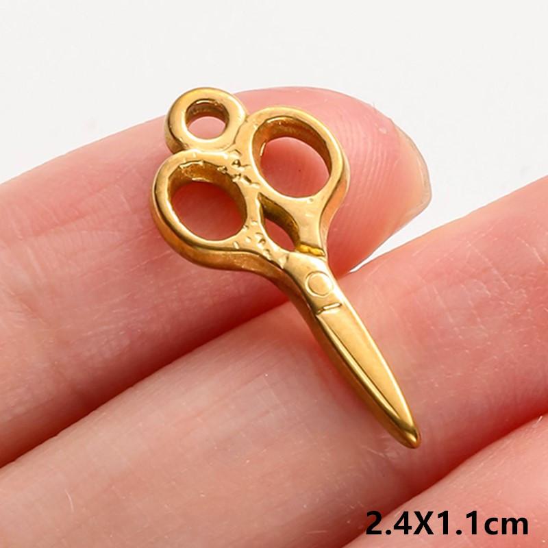 6pcs Tools Pendant Sword Gun Axe Real Gold Plated Stainless Steel Charms For Jewelry Making Necklace Keychain Handmade Material