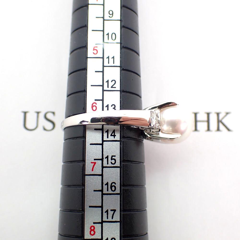 [Used] Pt900 Akoya White Pearl Diamond Ring / Size 12 / J1-4