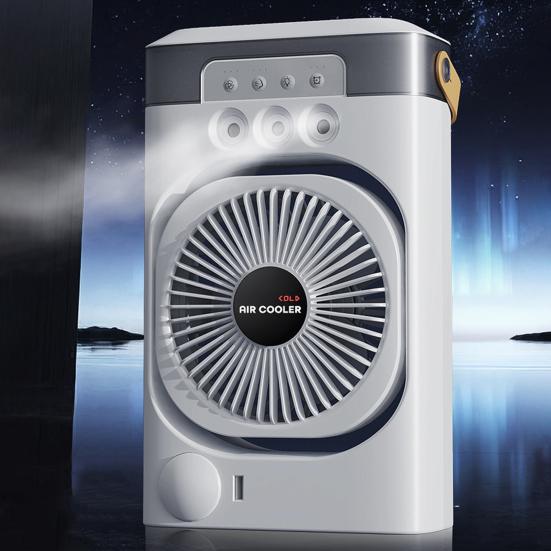 Portable Air Conditioner Desk Cooling Fan with Colorful Lights Strong Airflow Low Noise Table Spray Fan with Water Tank