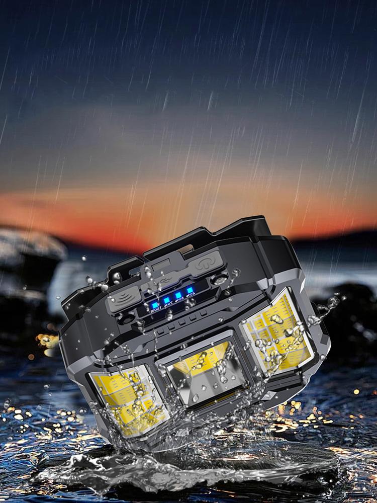 COB LED Strong Light Headlight Motion Sensor Head Mounted Flashlight Power Display Camping Head Light for Outdoor Night Fishing
