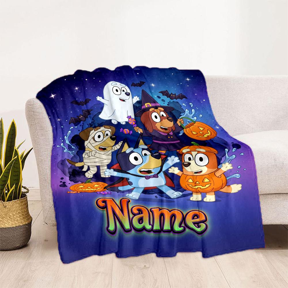 Halloween Night Adventure Personalized Name Blanket Lightweight Personalized Blanket Comfortable Throw For Sofa Bed Bedding Living Room All-Season Use