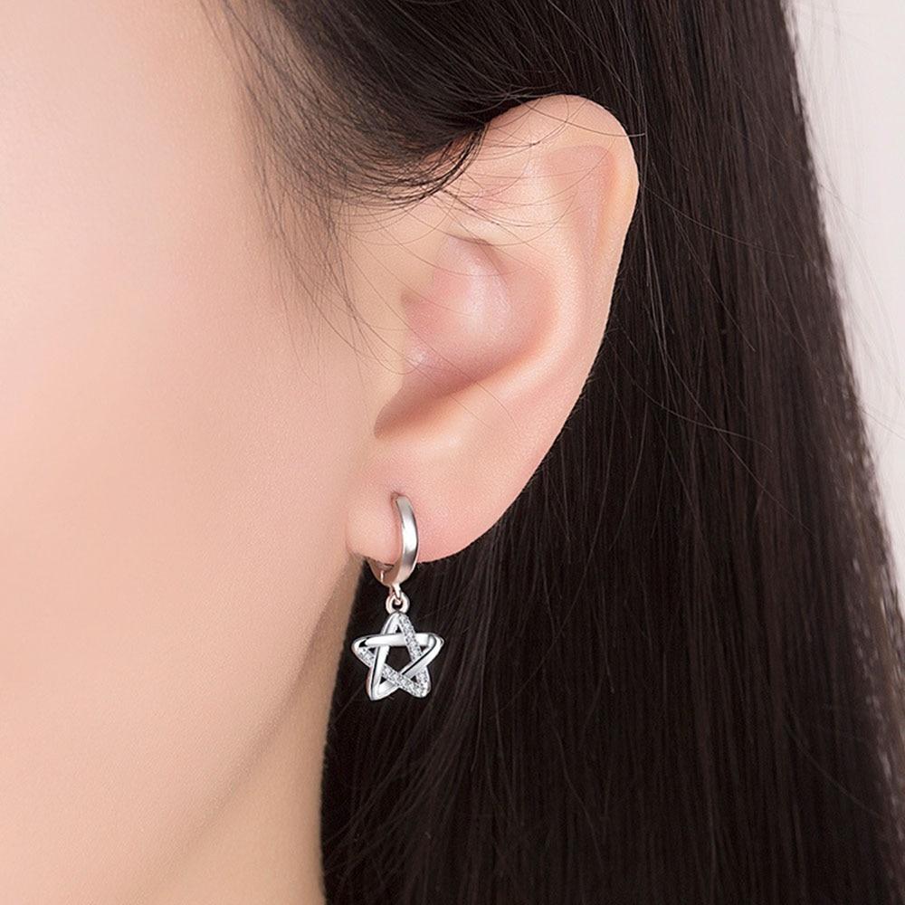New 925 Sterling Silver Women Earrings Pendant Fashion Five-Pointed Star Micro-inlaid Zircon Pair Ear Studs Earring Jewelry Gift